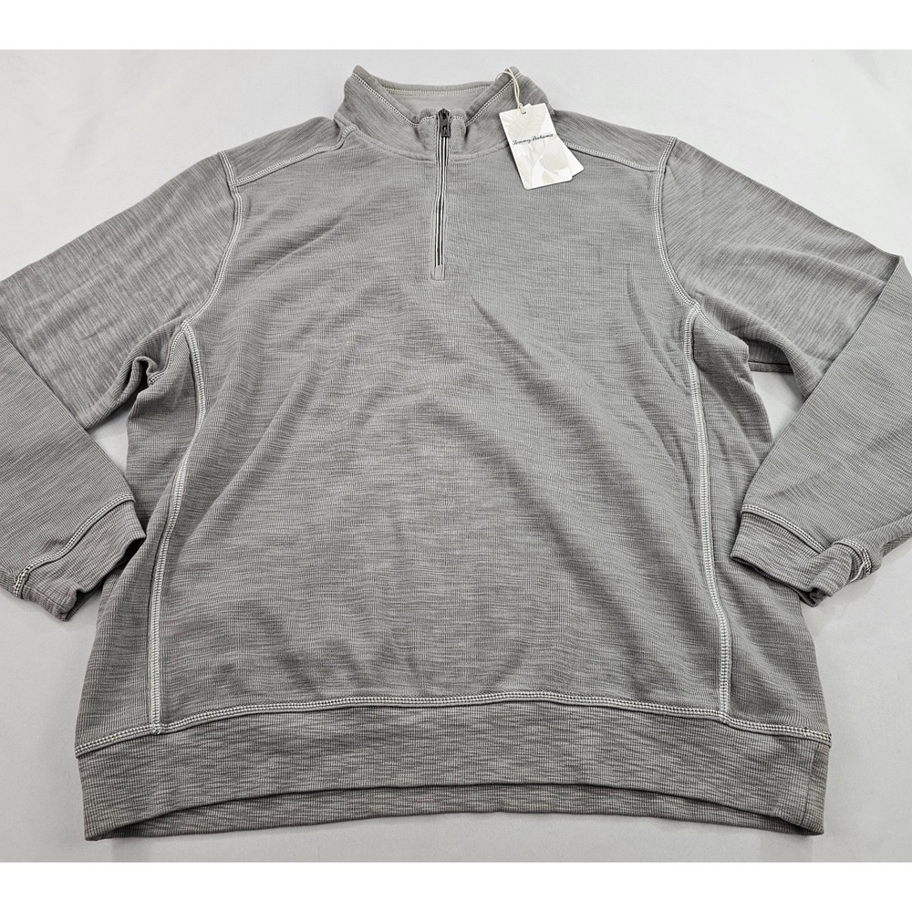 Tommy Bahama sweater sweatshirt mens XL grey zip $140